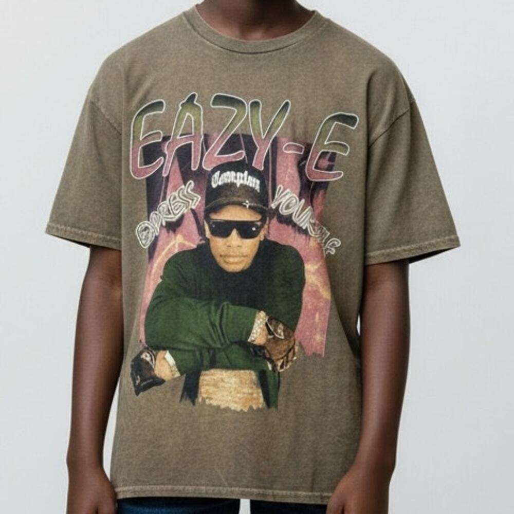 Eazy E Express Yourself Vintage Style Unisex T Shirt Short Sleeve Small Brown